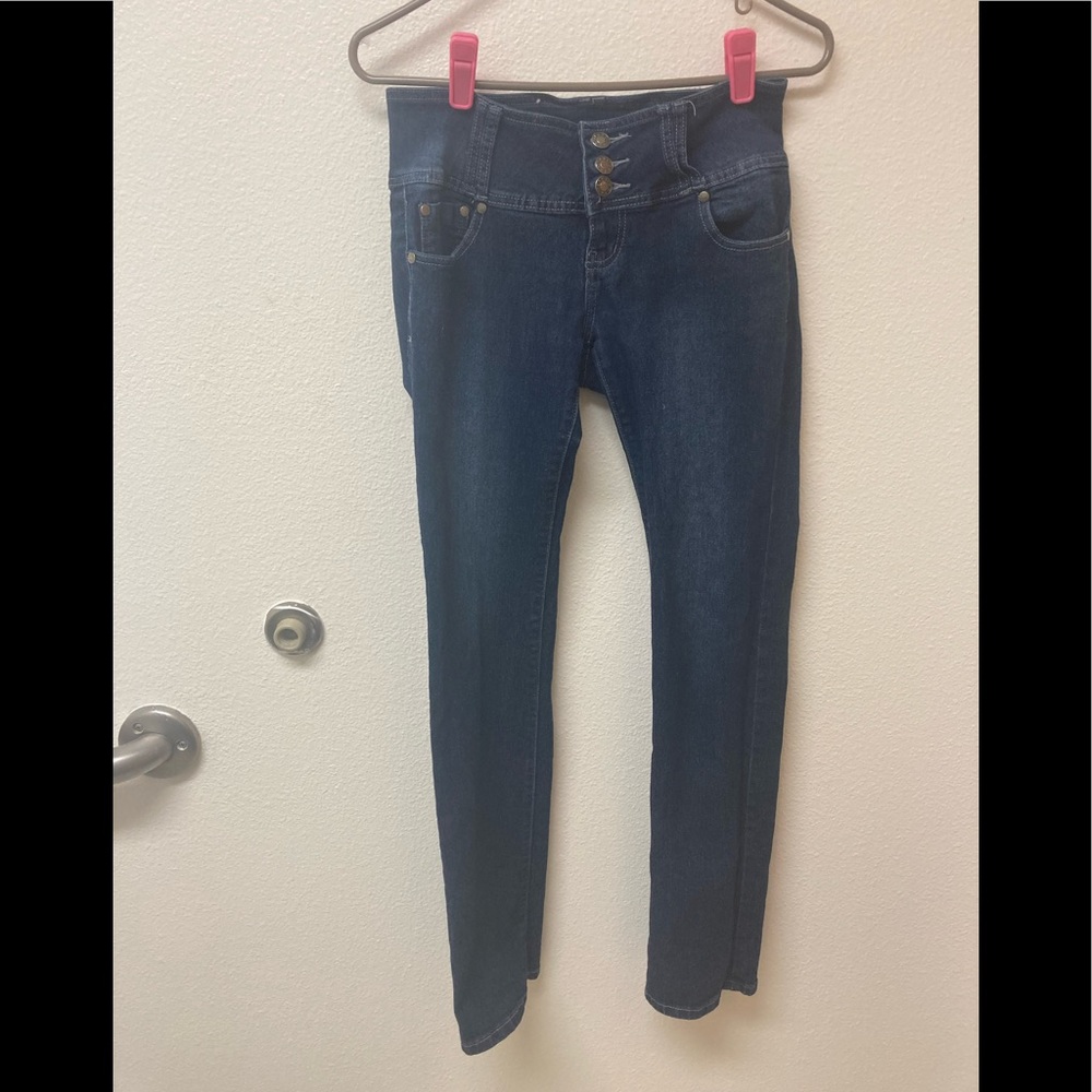 SAZA Jeans with Front Buttons and Zipper Size 7.
